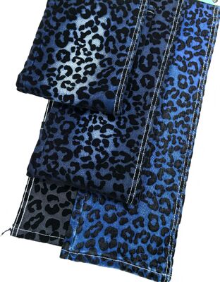 comprar Tejido vaquero estilo sarga con estampado de leopardo negro, 70% algodón, azul oscuro, para chaquetas o vaqueros Fabricación en línea