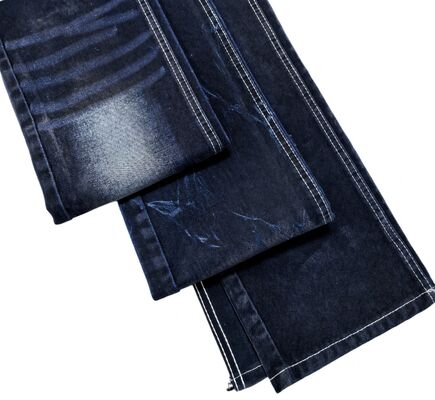comprar Tejido de denim azul gris flocado súper suave 10,5 oz 70% algodón para jeans o abrigo Fabricación en línea