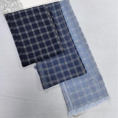 comprar Tela de mezclilla jacquard Gingham Azul Oscuro Lavado Para Jeans de Moda 10OZ Fabricación en línea