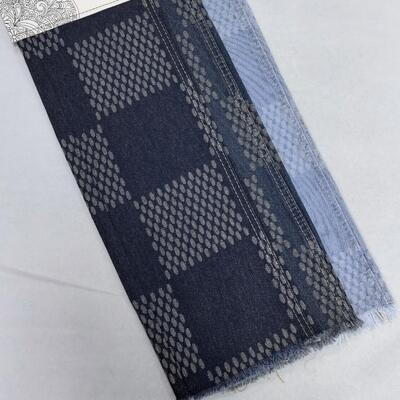 comprar Color azul oscuro distintivo Jacquard Denim Tejido de algodón Poliéster para jeans de diseño espacial Fabricación en línea