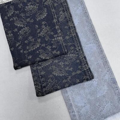 comprar Tela de mezclilla jacquard especial azul flor 10oz peso medio para jeans o chaqueta de dama en stock Fabricación en línea