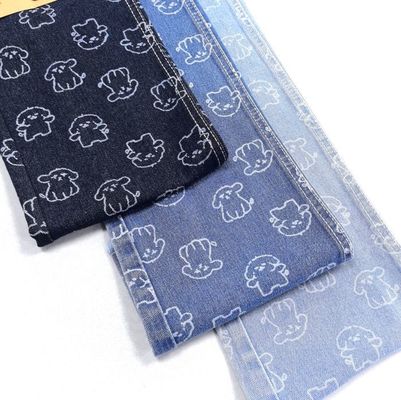 75% de algodón 25% de poliéster Pequeño perro animal Impresión de denim Tejido 180cm 9.5oz