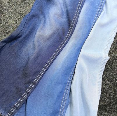 4.8oz de peso ligero Tejido de denim Lycell Spandex Estiramiento Plano Azul Oscuro