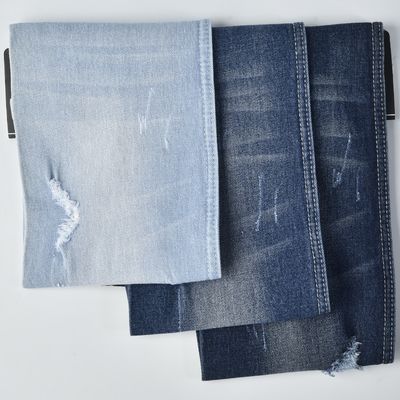 Azul oscuro 10,1 oz de poliéster de algodón espandéx tejido de denim resistente a la contracción