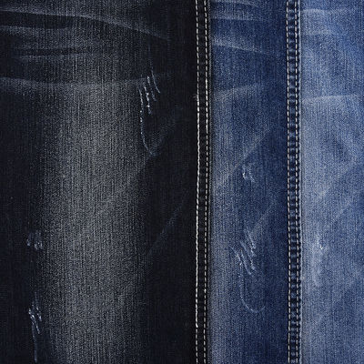 Tejido de denim azul oscuro de estiramiento de spandex 9.3 Oz JX767-3 Con contracción W 10-11% Y número de hilos 8 7.5SB * 10/40D 75D